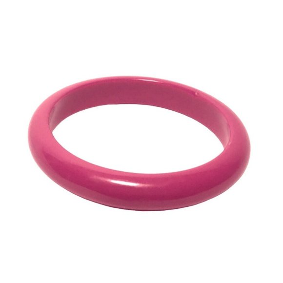 Vintage 1980s to Y2K Domed Hot Pink Color Pop Lucite Bangle Bracelet - Picture 6 of 6